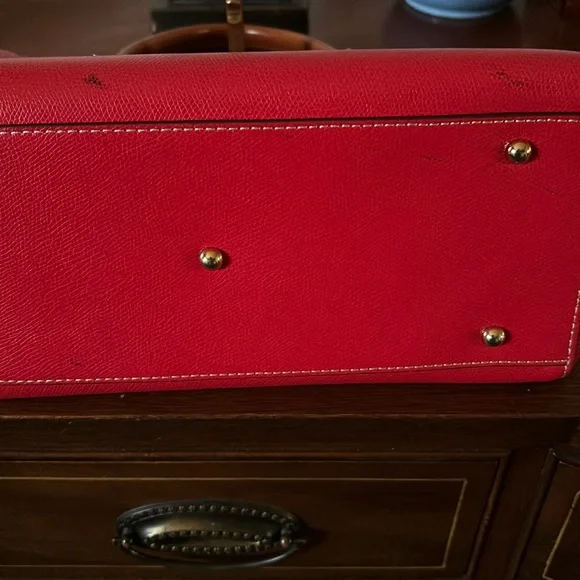 Dooney & Bourke Miller Leather Satchel—Red with tan handles - Picture 13 of 15